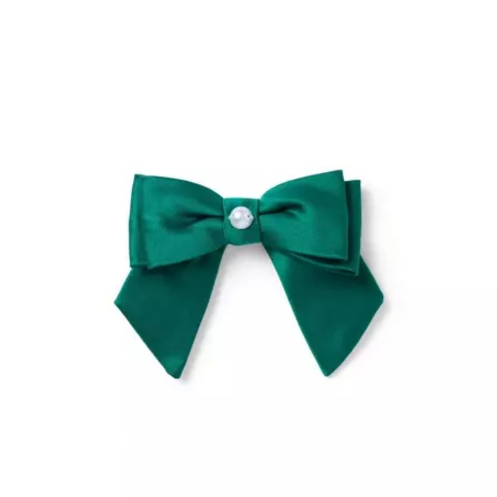Janie and Jack- Satin Pearl Bow Barrette